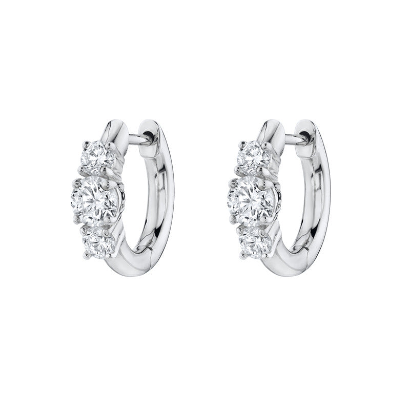 Simple Zircon Silver Earrings