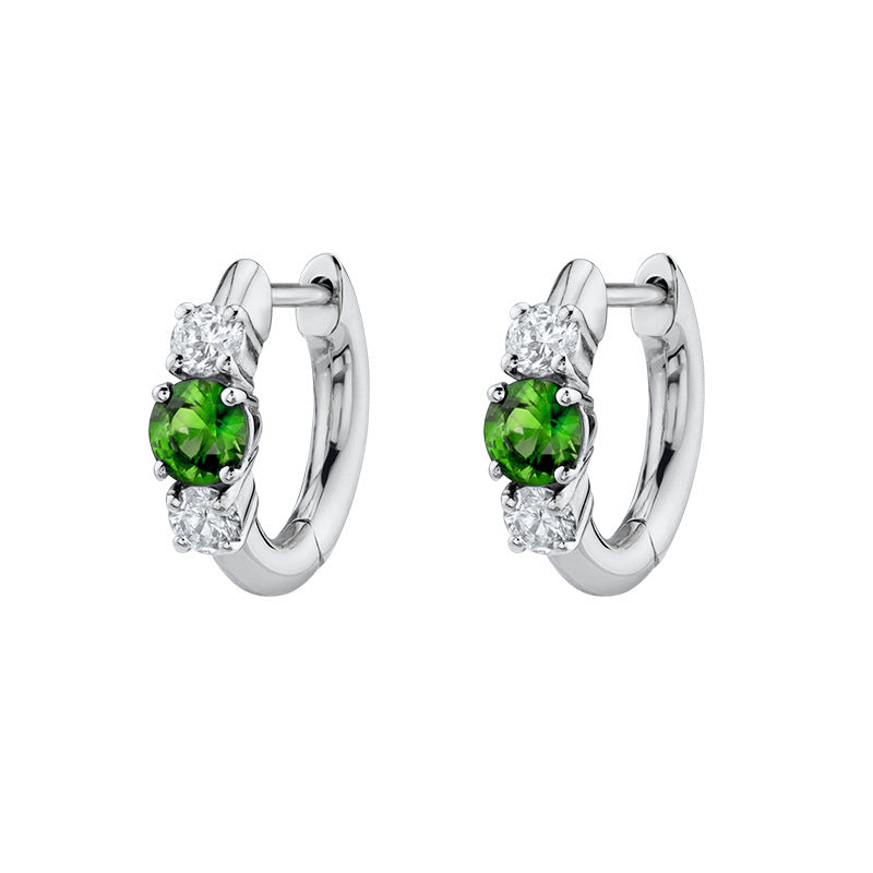 Simple Zircon Silver Earrings