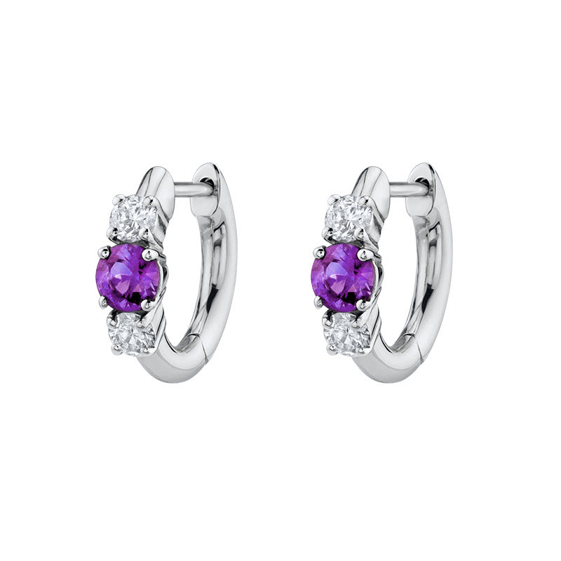 Simple Zircon Silver Earrings