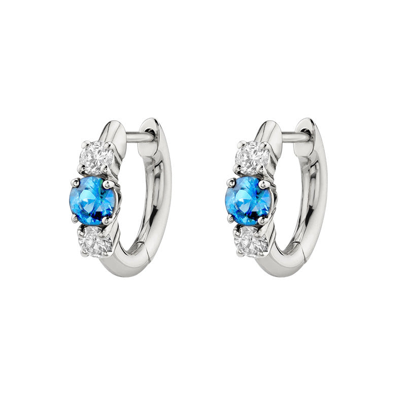 Simple Zircon Silver Earrings
