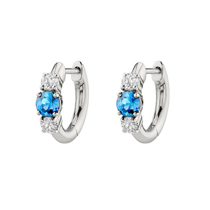 Simple Zircon Silver Earrings