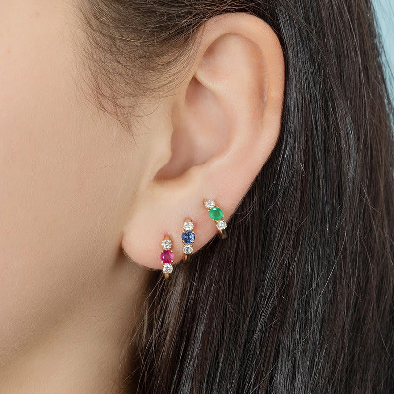 Simple Zircon Silver Earrings