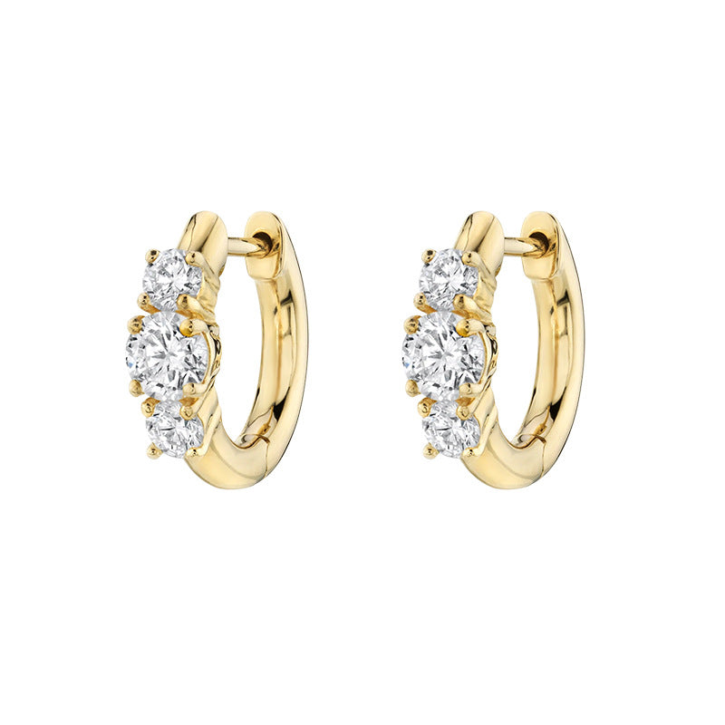 Simple Zircon Silver Earrings