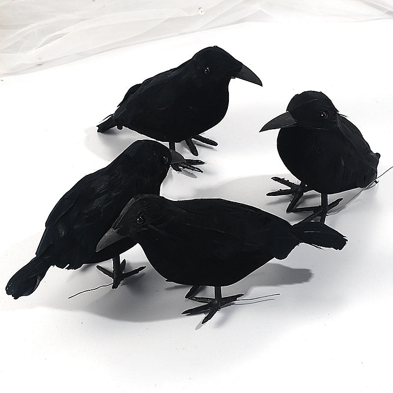 Simulated Black Crow Feather Halloween Decoration