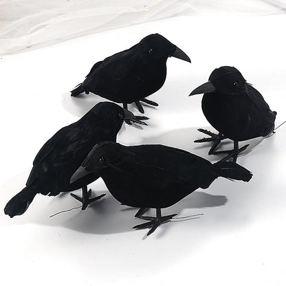 Simulated Black Crow Feather Halloween Decoration