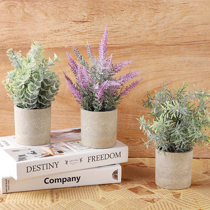 Simulated green houseplants in pot form