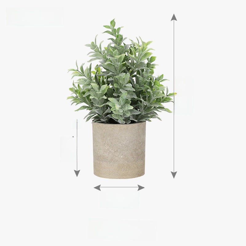 Simulated green houseplants in pot form