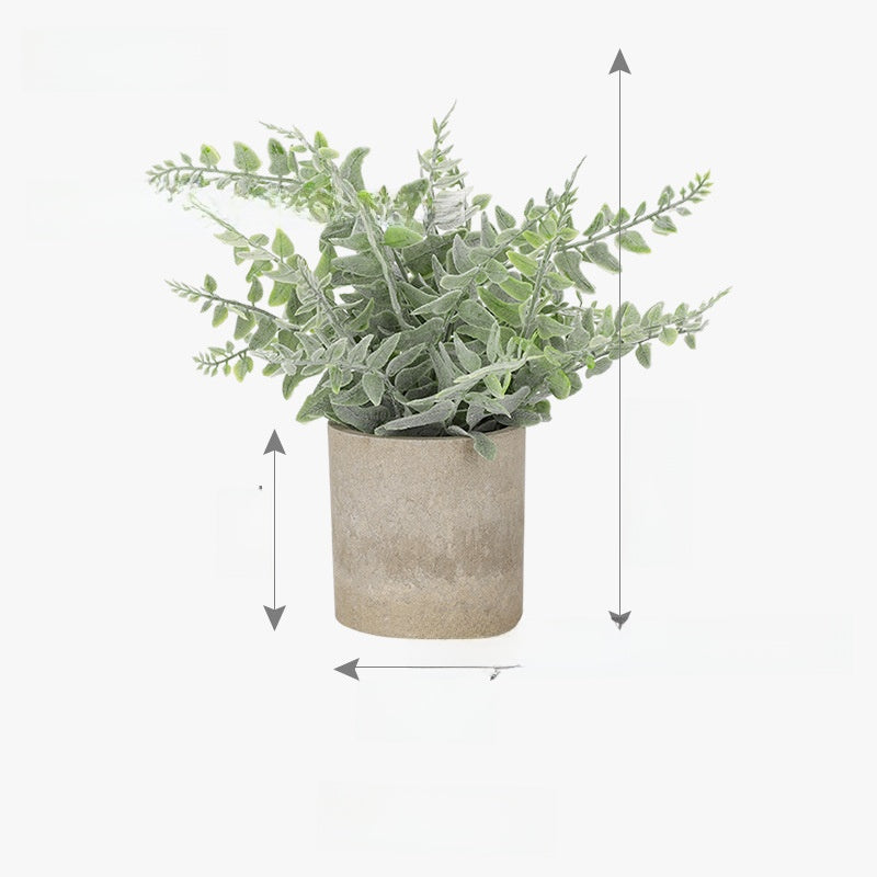 Simulated green houseplants in pot form