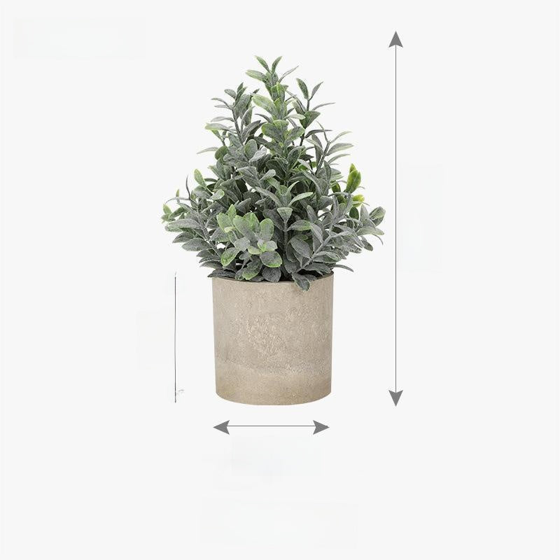 Simulated green houseplants in pot form