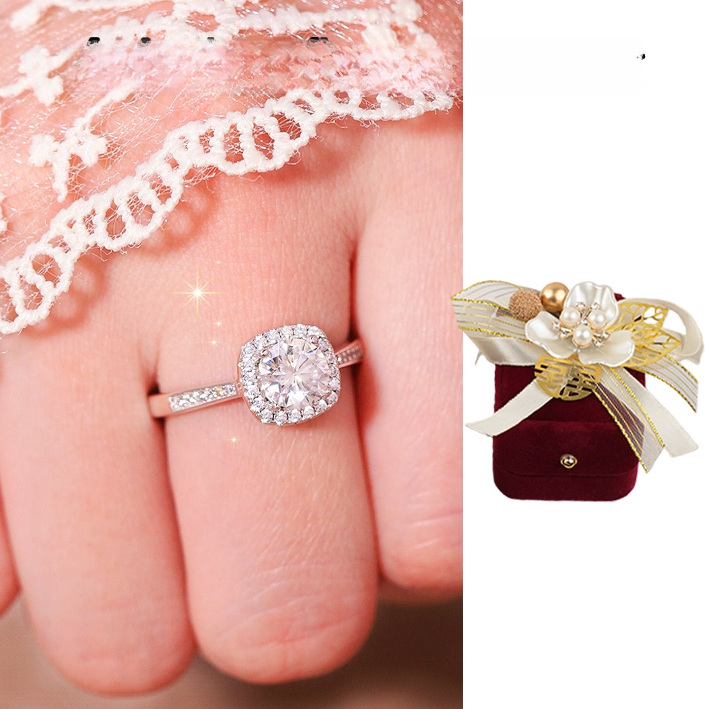 Simulated Moissanite Wedding Ring Set