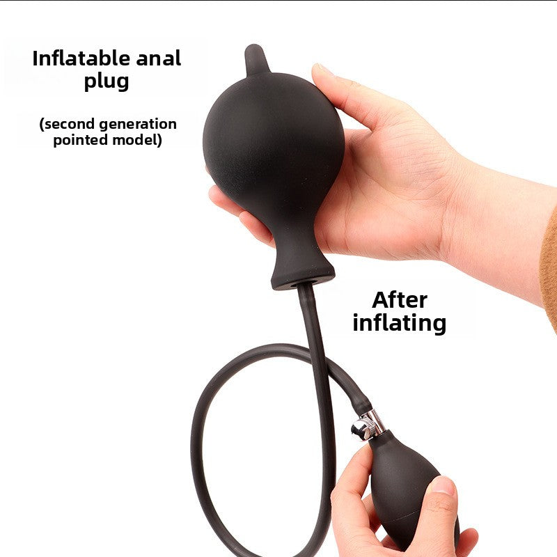 Simulated penis silicone inflatable anal plug