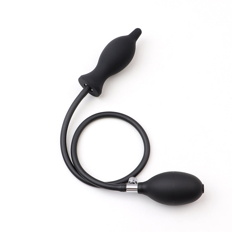 Simulated penis silicone inflatable anal plug