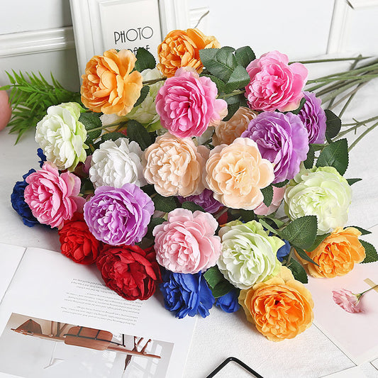 Simulated three-headed peony wedding artificial flowers