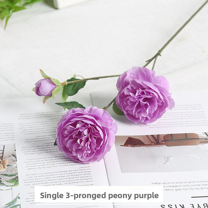 Simulated three-headed peony wedding artificial flowers