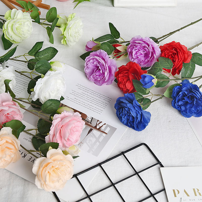 Simulated three-headed peony wedding artificial flowers