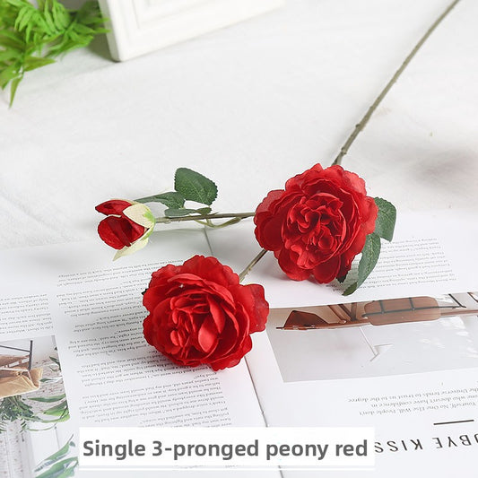 Simulated three-headed peony wedding artificial flowers