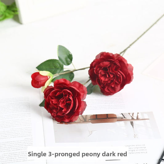 Simulated three-headed peony wedding artificial flowers