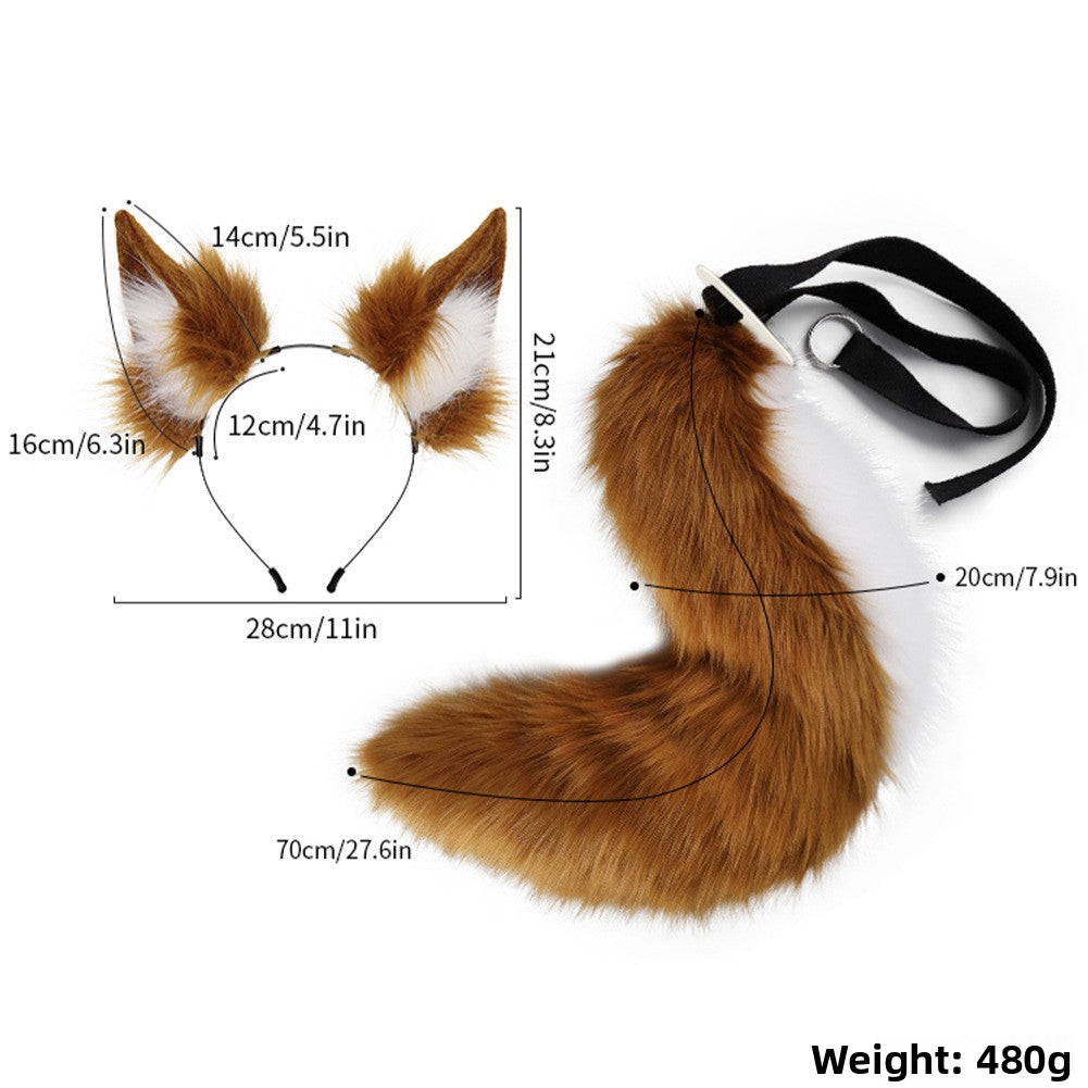 Simulation cute plush animal tail and ears