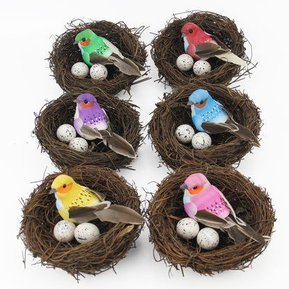 Simulation Rattan Bird Nest with Decorative Eggs