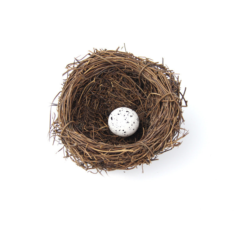 Simulation Rattan Bird Nest with Decorative Eggs