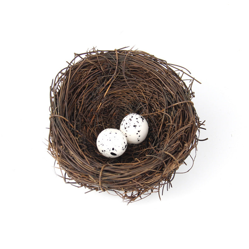 Simulation Rattan Bird Nest with Decorative Eggs