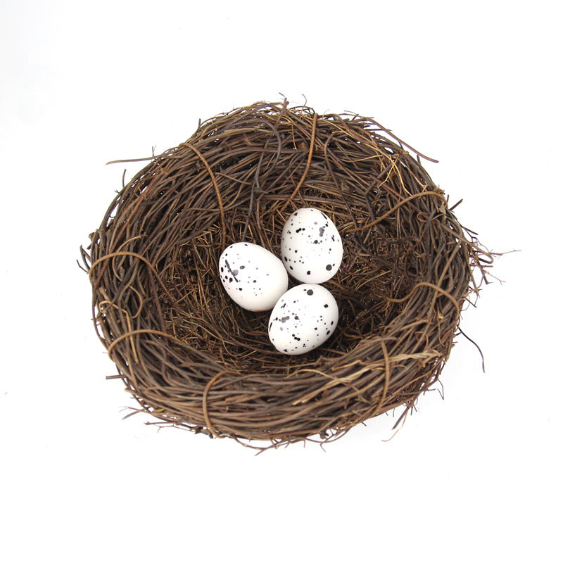 Simulation Rattan Bird Nest with Decorative Eggs