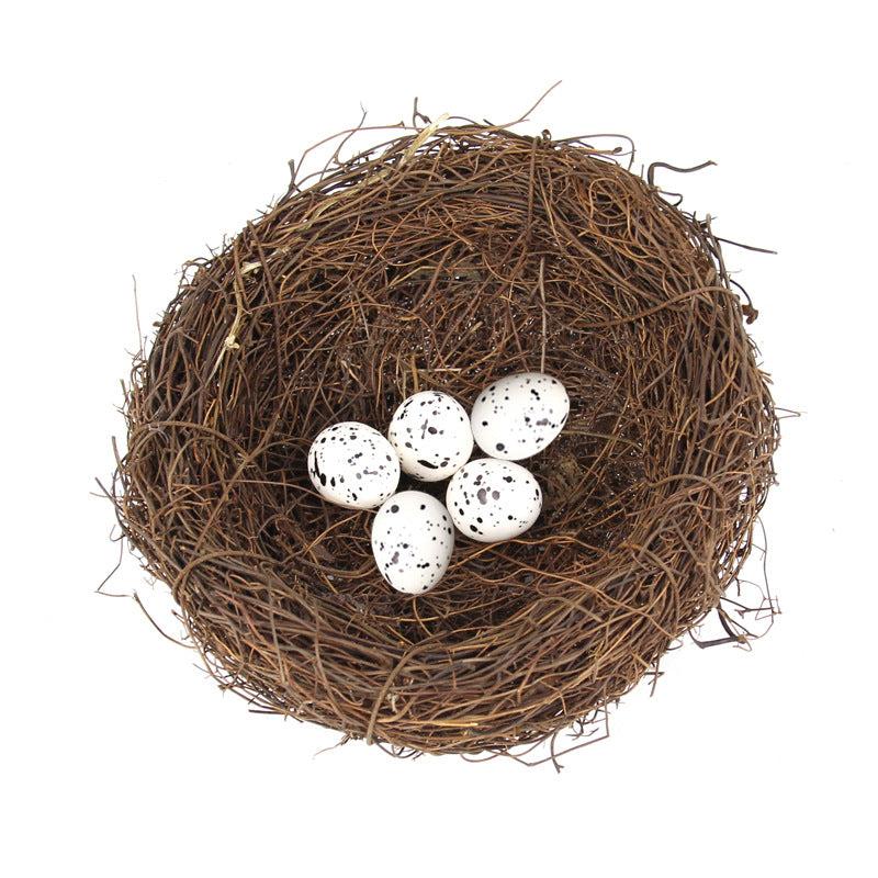 Simulation Rattan Bird Nest with Decorative Eggs