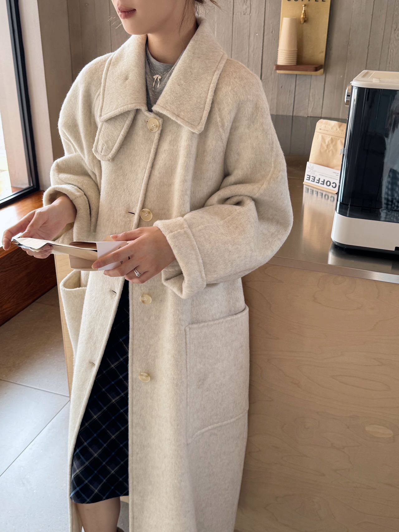 Single-button double-sided cashmere coat