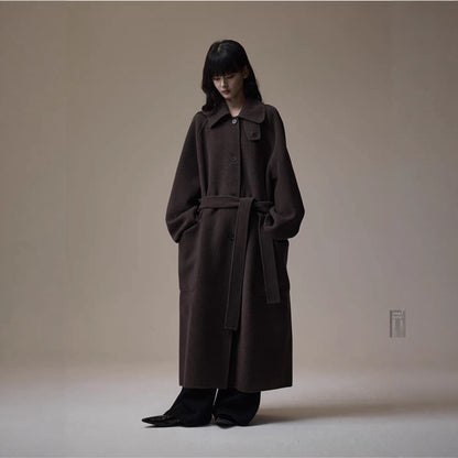 Single-button double-sided cashmere coat