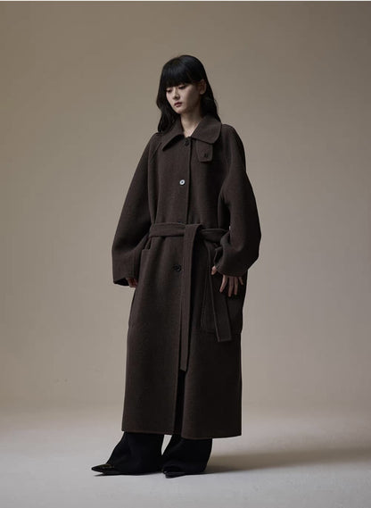 Single-button double-sided cashmere coat