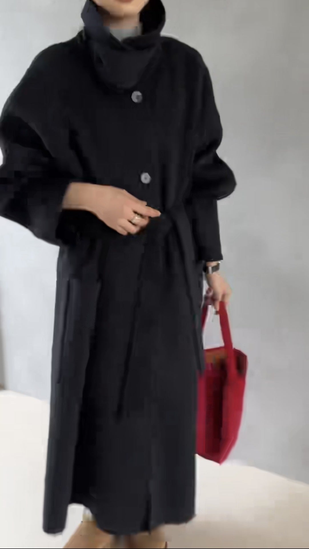 Single-button double-sided cashmere coat