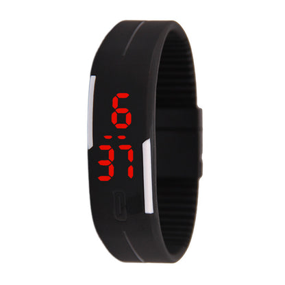 Single-button thin-band LED jelly wristband watch