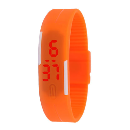 Single-button thin-band LED jelly wristband watch