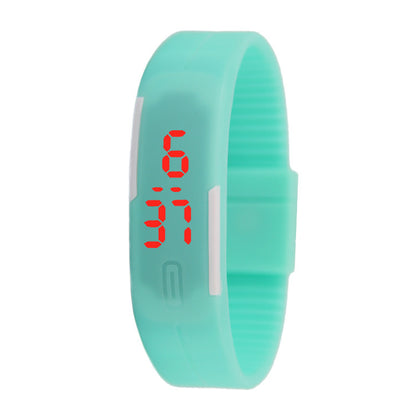Single-button thin-band LED jelly wristband watch
