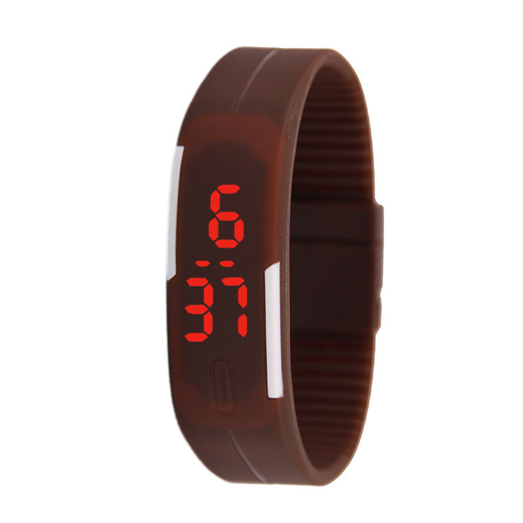 Single-button thin-band LED jelly wristband watch