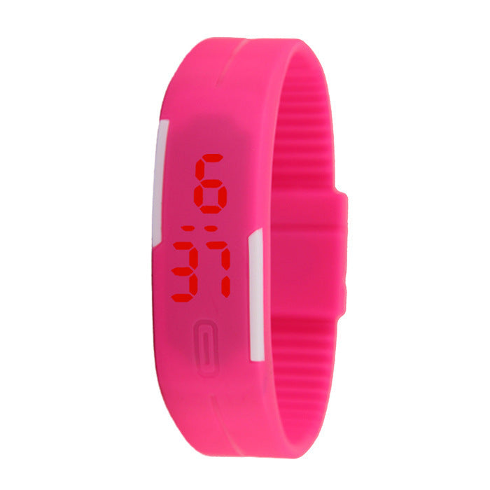 Single-button thin-band LED jelly wristband watch