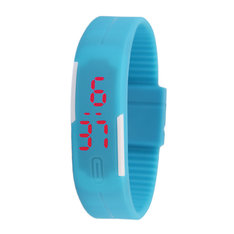 Single-button thin-band LED jelly wristband watch