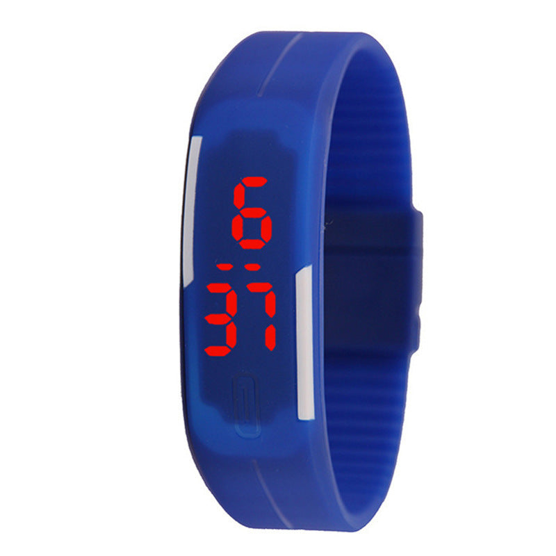 Single-button thin-band LED jelly wristband watch