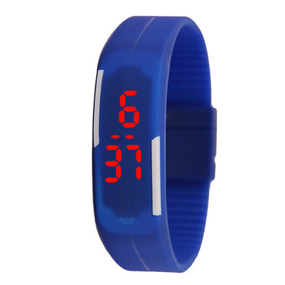Single-button thin-band LED jelly wristband watch