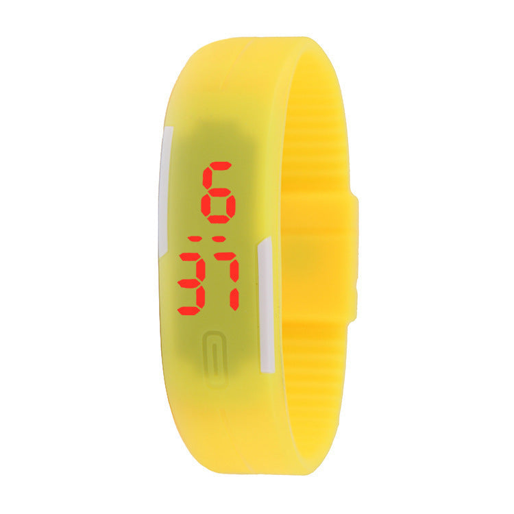 Single-button thin-band LED jelly wristband watch