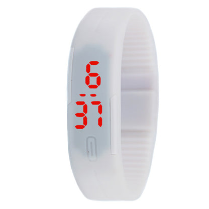 Single-button thin-band LED jelly wristband watch