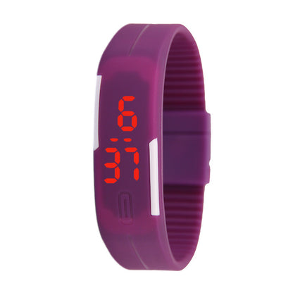 Single-button thin-band LED jelly wristband watch