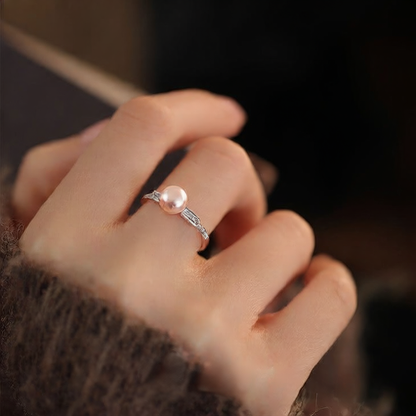 Single Fashion Artificial Pearl Zircon Ring Ring Niche Design Light Luxury High Sense 2024 New Explosions