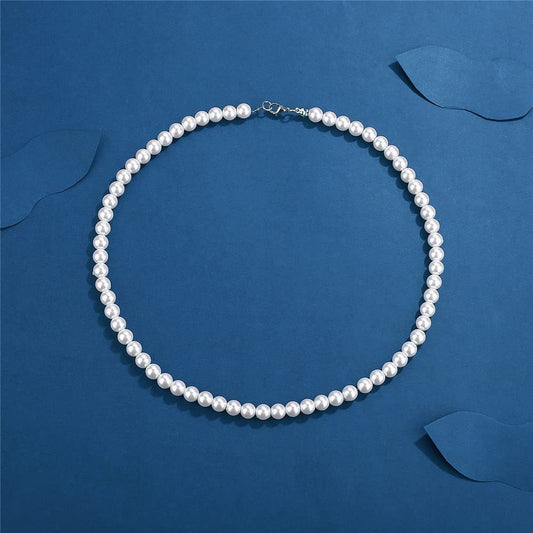 Single-layer men's pearl necklace