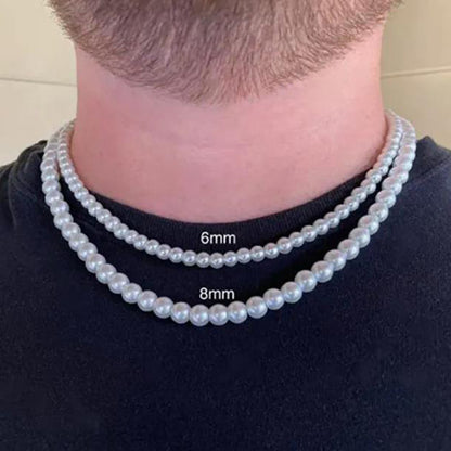 Single-layer men's pearl necklace
