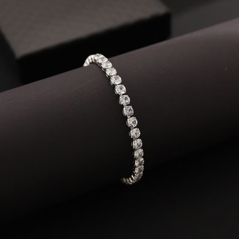 Single Row Round 4mm Hip-Hop Tennis Bracelet