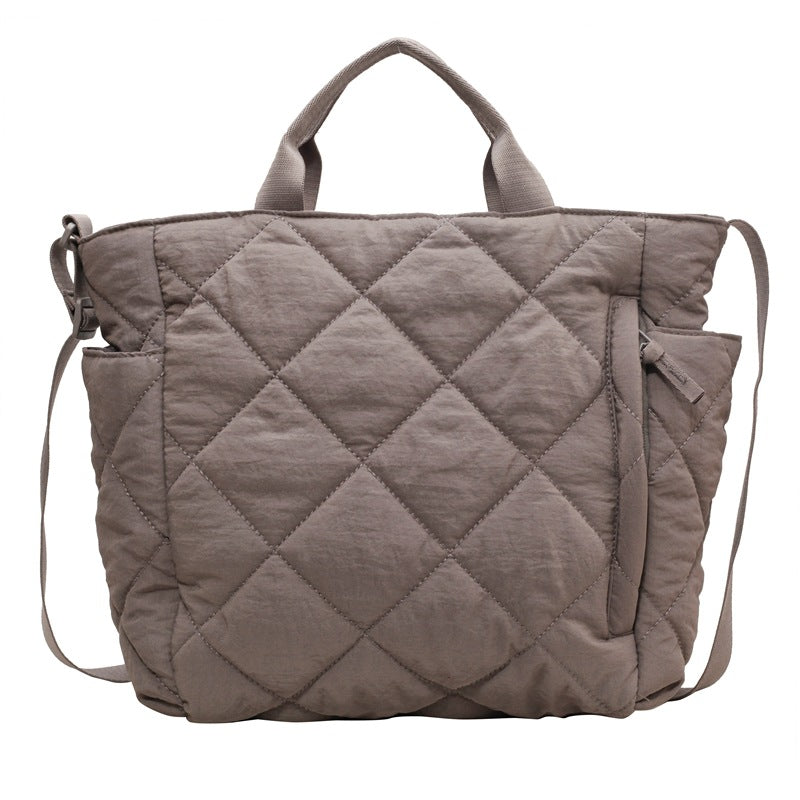 Single-shoulder bag, cotton-padded jacket, crossbody bag, soft and sticky hand-held cloth bag