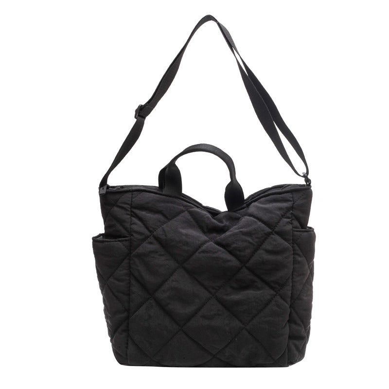 Single-shoulder bag, cotton-padded jacket, crossbody bag, soft and sticky hand-held cloth bag