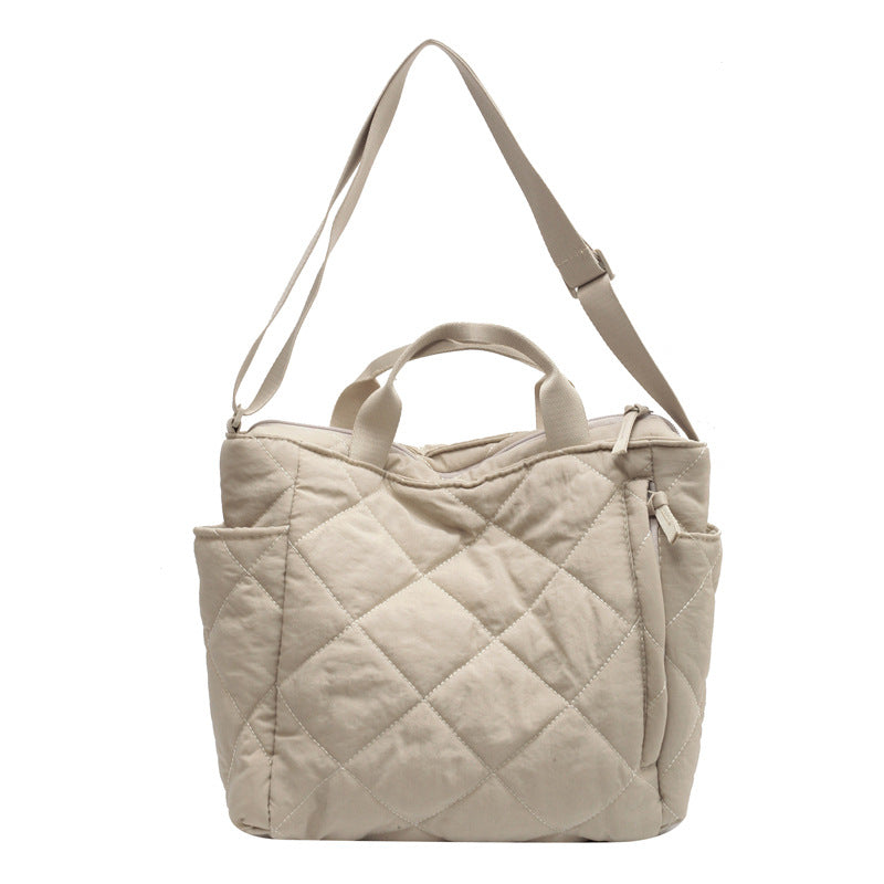 Single-shoulder bag, cotton-padded jacket, crossbody bag, soft and sticky hand-held cloth bag