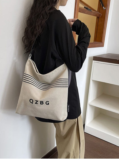 Single-Shoulder Bag with Stripes